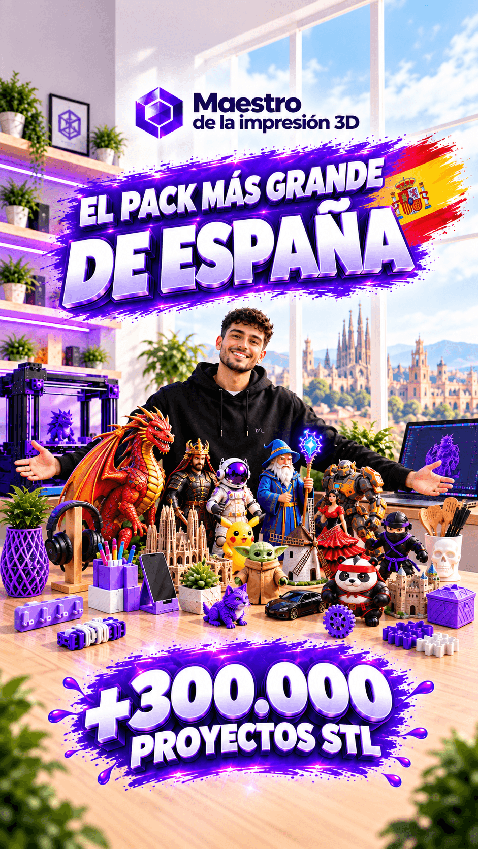 Maestro de la Impresión 3D — El pack más grande de España, +300.000 proyectos STL